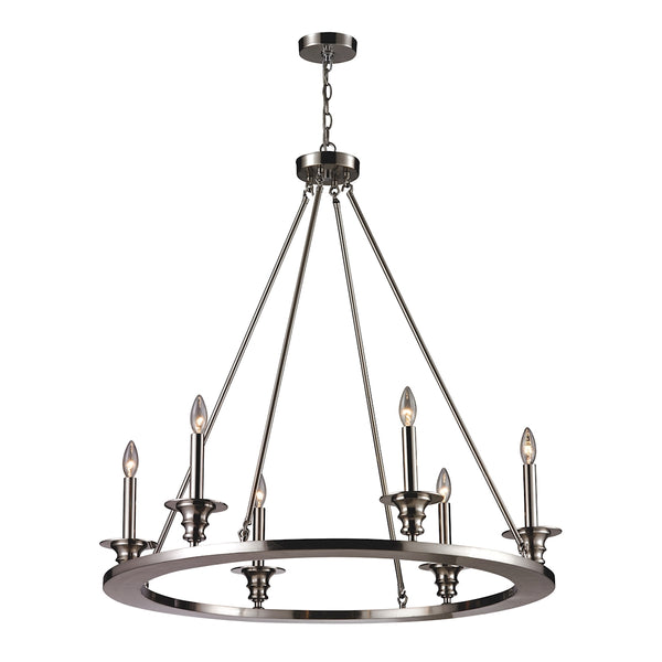 Port Solerno 6 Light Chandelier In Satin Nickel