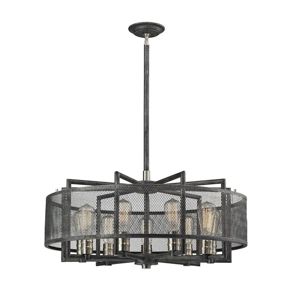Slatington 9 Light Chandelier In Silvered Graphite And Brushed Nickel