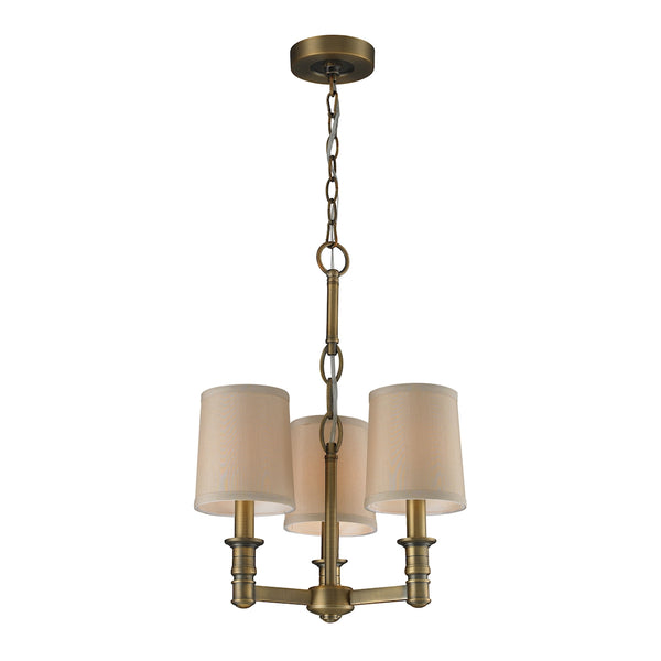 Baxter 3 Light Chandelier In Brushed Antique Brass