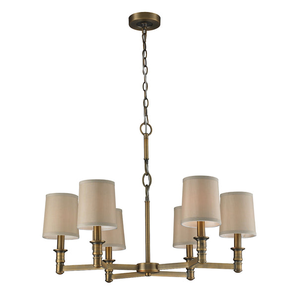 Baxter 6 Light Chandelier In Brushed Antique Brass