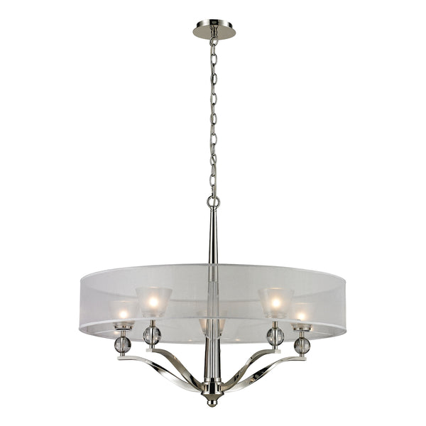 Corisande 5 Light Chandelier In Polished Nickel