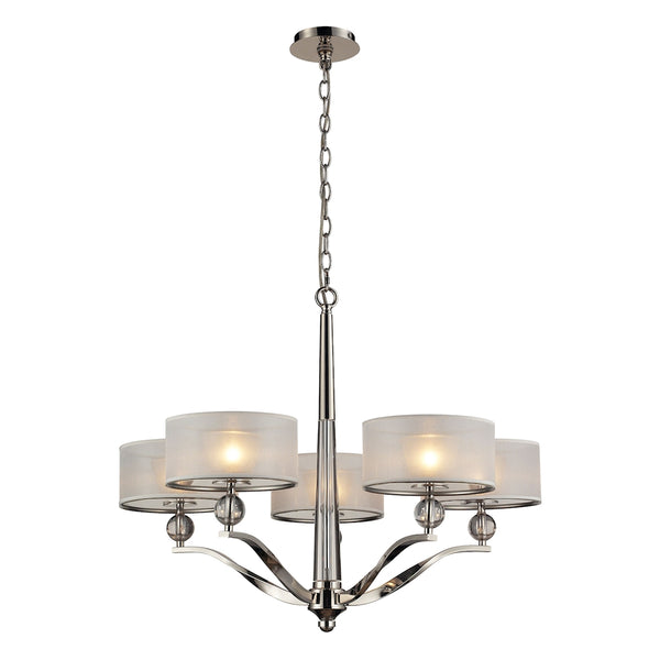 Corisande 5 Light Chandelier In Polished Nickel