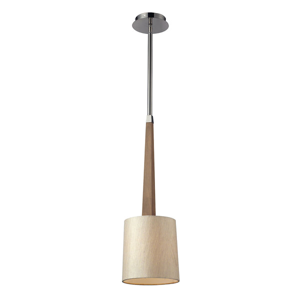 Jorgenson 1 Light Pendant In Polished Nickel And Taupe Wood
