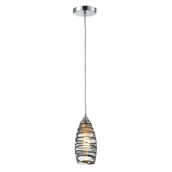 Twister 1 Light Pendant In Polished Chrome And Vine Wrap Glass
