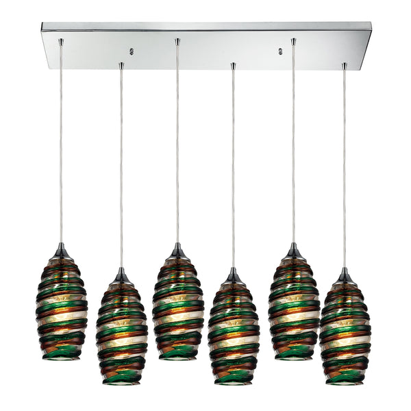 Twister 6 Light Pendant In Polished Chrome