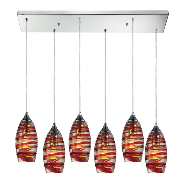 Twister 6 Light Pendant In Polished Chrome