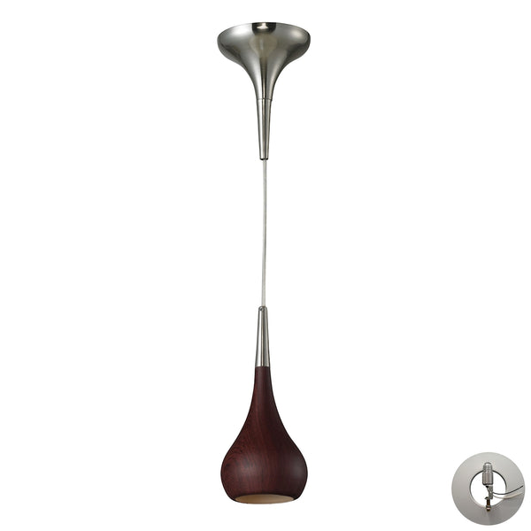 Lindsey 1 Light Pendant In Dark Walnut And Satin Nickel - Includes Recessed Lighting Kit