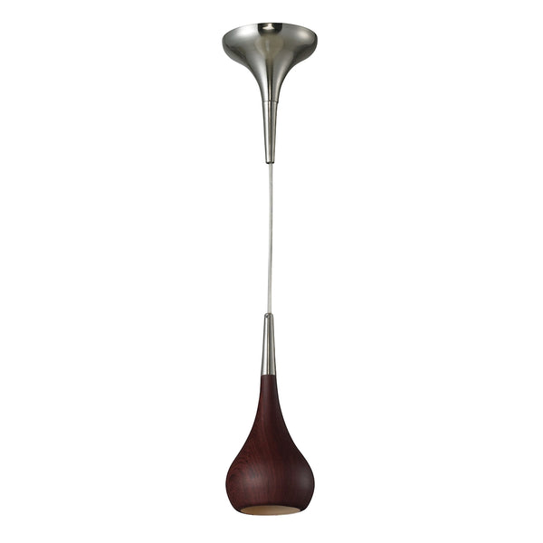 Lindsey 1 Light Pendant In Dark Walnut And Satin Nickel
