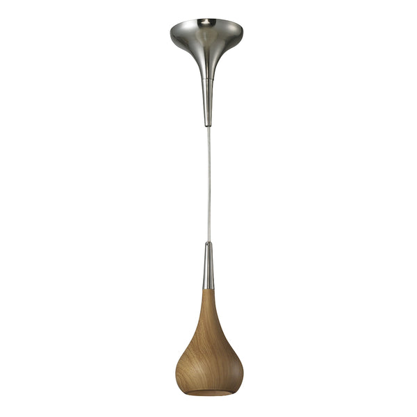 Lindsey 1 Light Pendant In Medium Oak And Satin Nickel