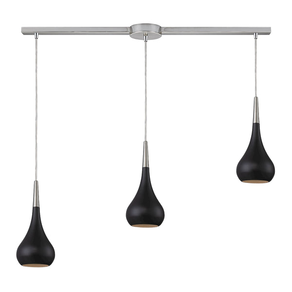 Lindsey 3 Light Pendant In Oiled Bronze And Satin Nickel