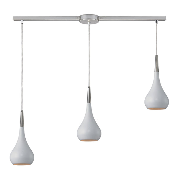 Lindsey 3 Light Pendant In White And Satin Nickel