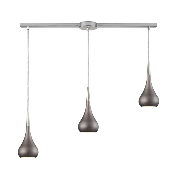 Lindsey 3 Light Linear Bar Fixture In Satin Nickel With Weathered Zinc Shade - Includes Recessed Lighting Kit