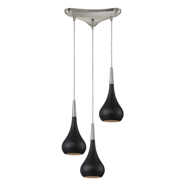 Lindsey 3 Light Pendant In Oiled Bronze And Satin Nickel