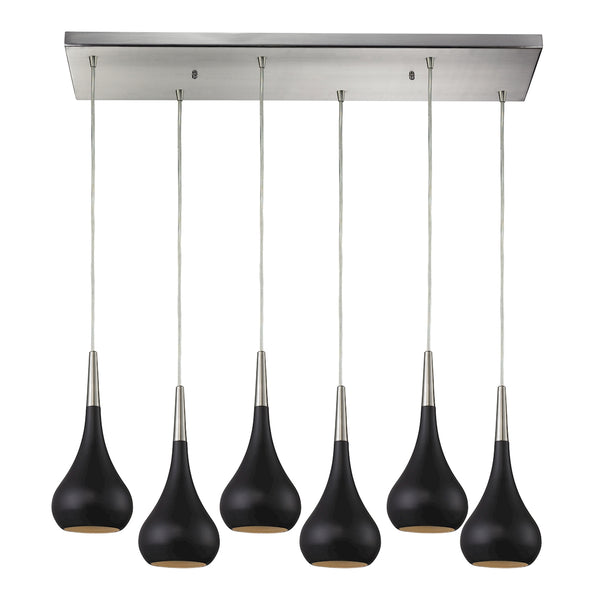 Lindsey 6 Light Pendant In Oiled Bronze And Satin Nickel