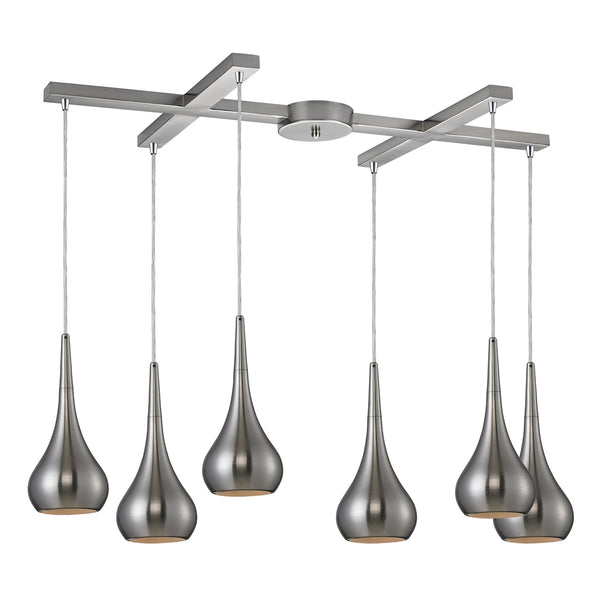Lindsey 6 Light Pendant In Satin Nickel