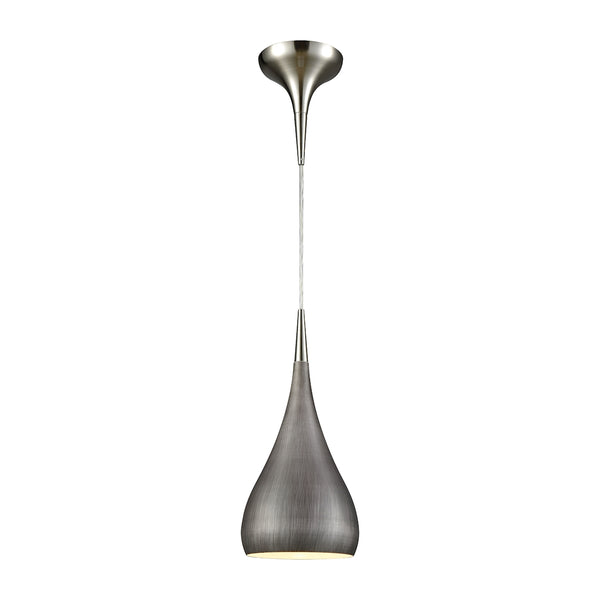 Lindsey 1 Light LED Pendant In Satin Nickel With Weathered Zinc Shade
