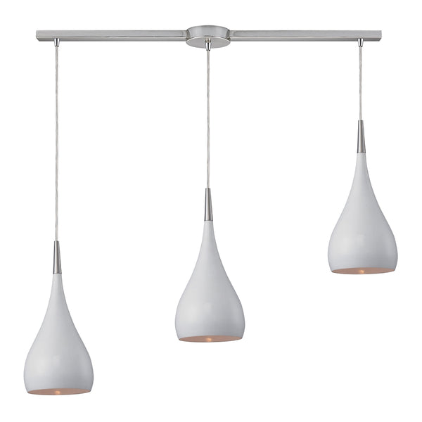 Lindsey 3 Light Pendant In White And Satin Nickel
