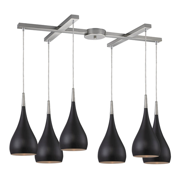 Lindsey 6 LED Light Pendant In Oiled Bronze And Satin Nickel