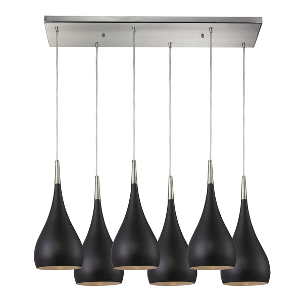 Lindsey 6 LED Light Pendant In Oiled Bronze And Satin Nickel