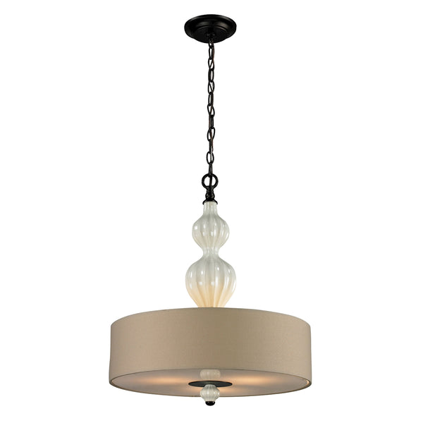 Lilliana 3 Light Pendant In Aged Bronze And Cream Ceramic