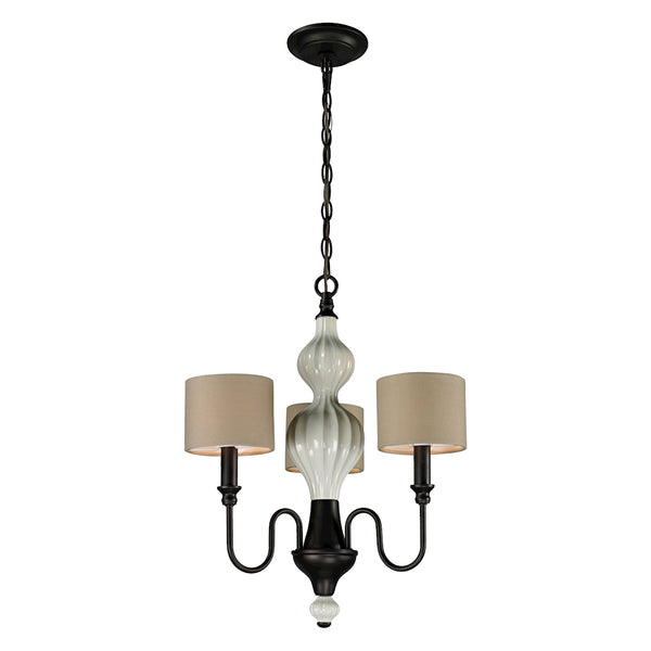 Lilliana 3 Light Chandelier In Cream And Aged Bronze