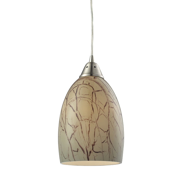Crackle 1 Light Pendant In Satin Nickel
