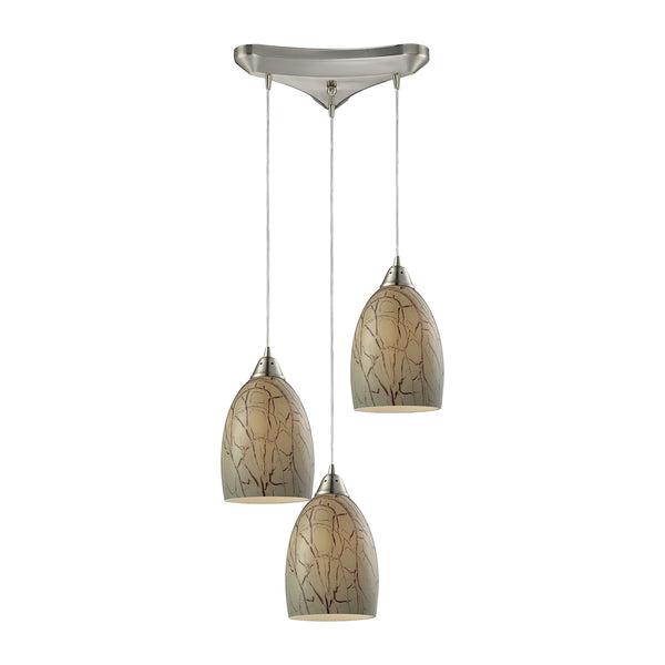 Crackle 3 Light Pendant In Satin Nickel
