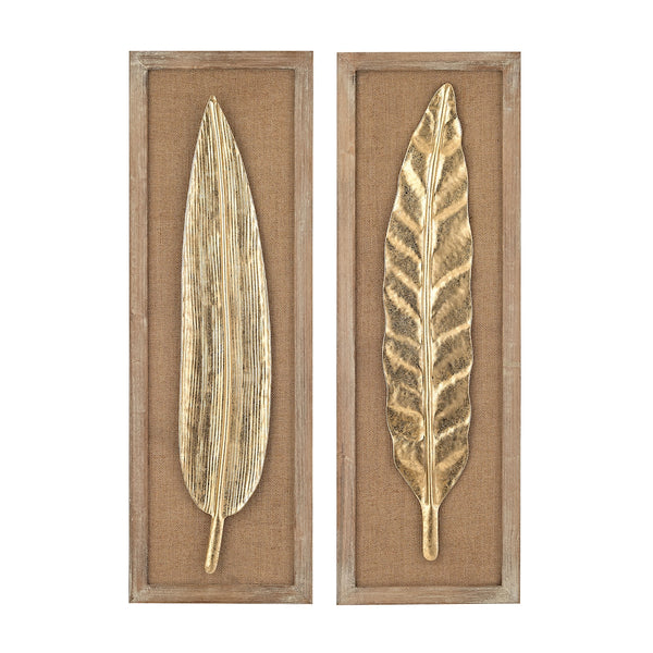 Metallic Leaves on Linen
