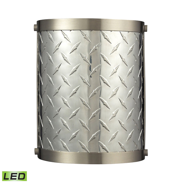 Diamond Plate 1 Light LED Sconce In Brushed Nickel