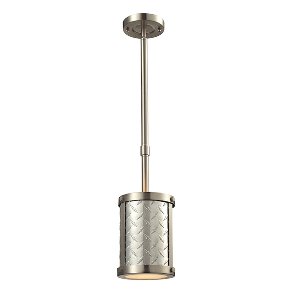 Diamond Plate 1 Light Mini Pendant In Brushed Nickel