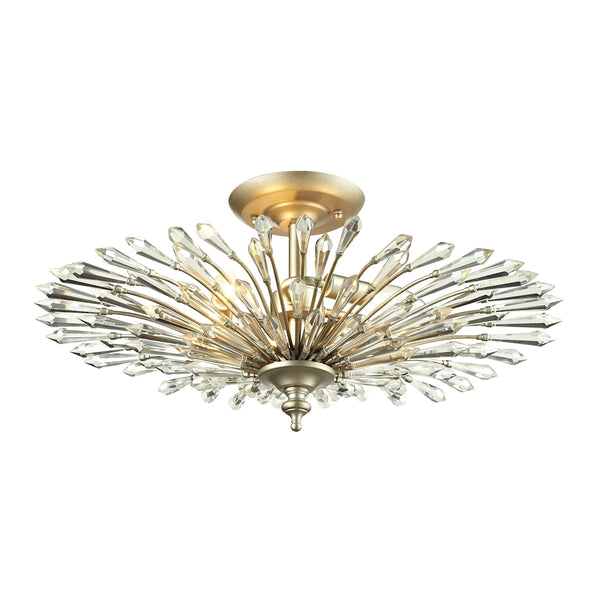 Viva Natura 3 Light Semi Flush In Aged Silver