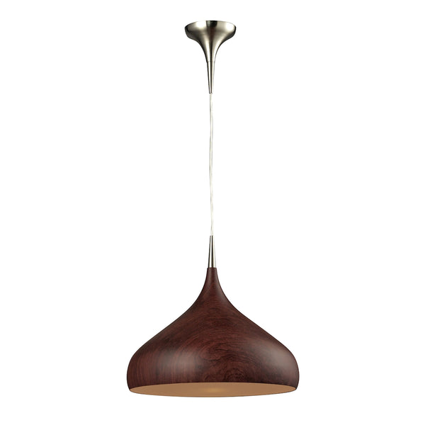 Lindsey 1 Light Pendant In Dark Walnut Satin Nickel