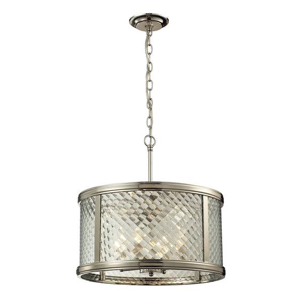 Chandler 4 Light Pendant In Polished Nickel And Clear Glass