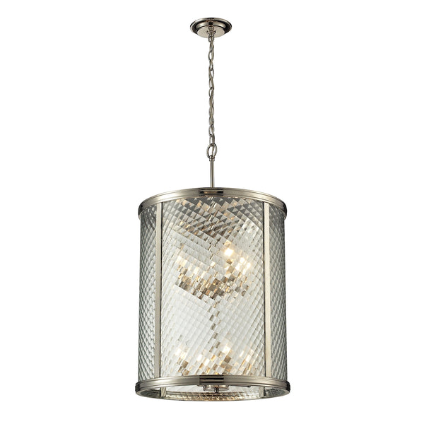 Chandler 8 Light Pendant In Polished Nickel And Clear Glass