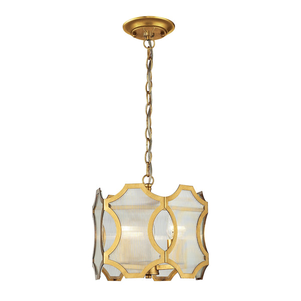 Benicia 3 Light Pendant In Antique Gold Leaf
