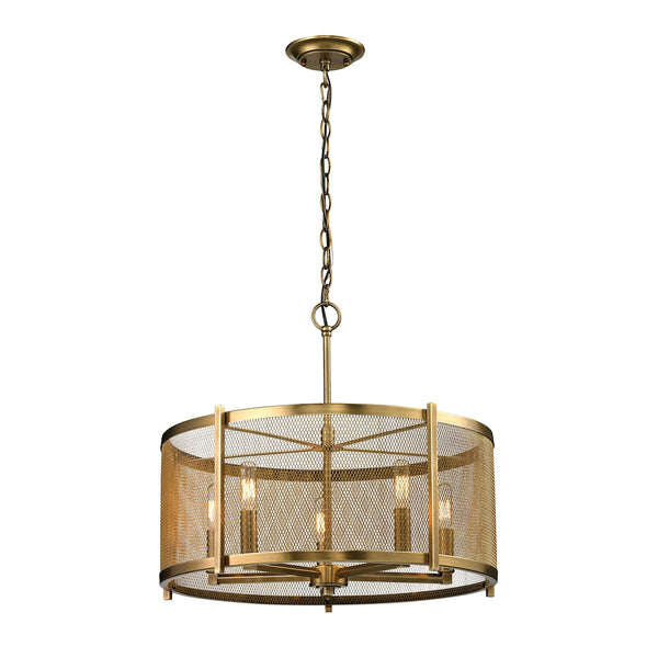 Rialto 5 Light Pendant In Aged Brass