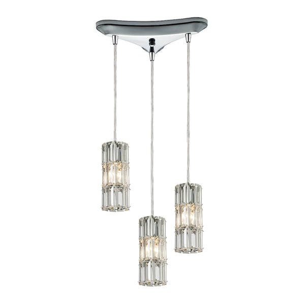 Cynthia 3 Light Pendant In Polished Chrome And Clear K9 Crystal