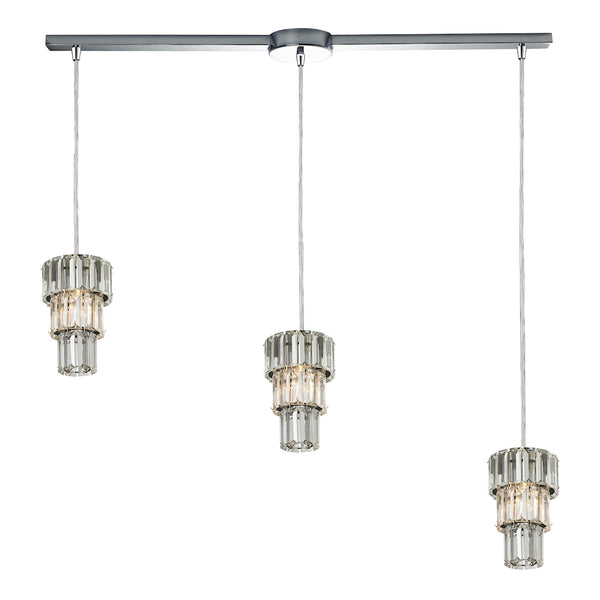 Cynthia 3 Light Pendant In Polished Chrome And Clear K9 Crystal