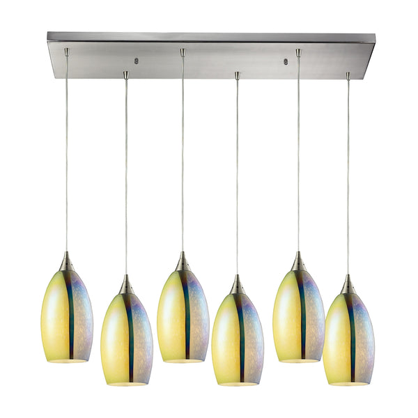 Horizon 6 Light Pendant In Satin Nickel