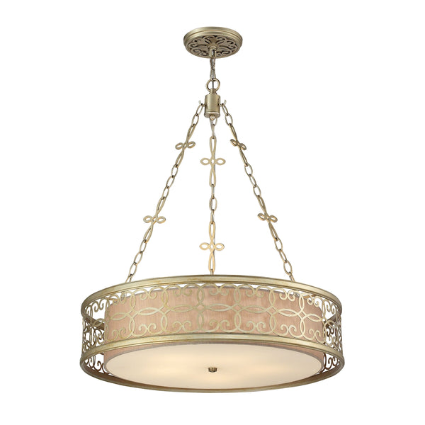 Santa Monica 5 Light Pendant In Aged Silver