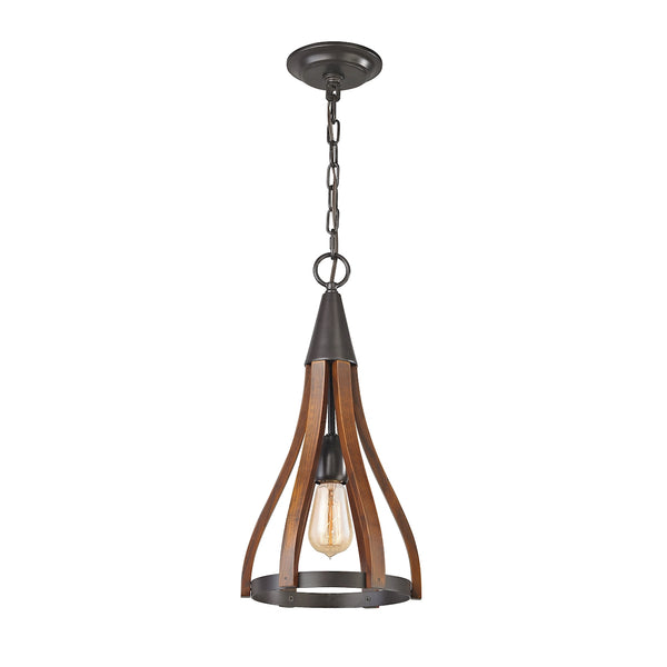 Wood Arches 1 Light Pendant In Oil Rubbed Bronze