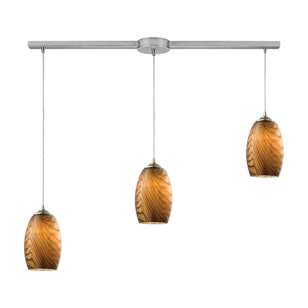 Tidewaters 3 Light Pendant In Satin Nickel And Seagrass