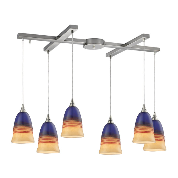 Canyon 6 Light Pendant In Satin Nickel