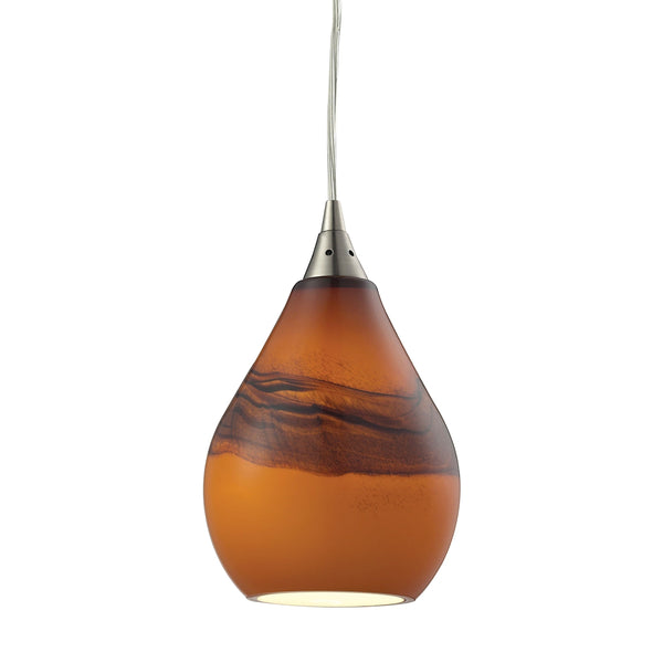 Dunes 1 Light Pendant In Satin Nickel And Shadow Glass