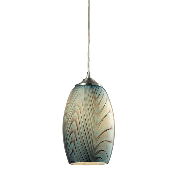 Tidewaters 1 Light Pendant In Satin Nickel And Seafoam Glass