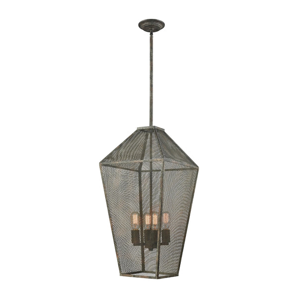 Salisbury 4 Light Chandelier In Malted Rust With Metal Mesh
