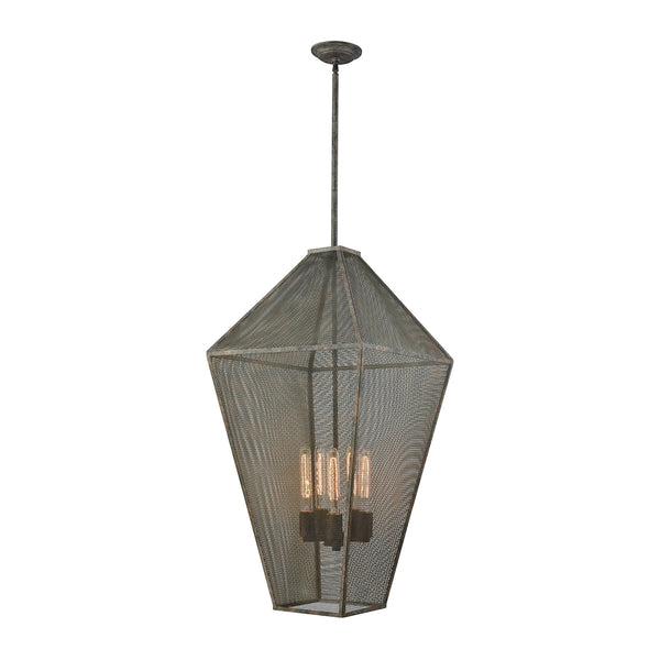 Salisbury 5 Light Chandelier In Malted Rust With Metal Mesh