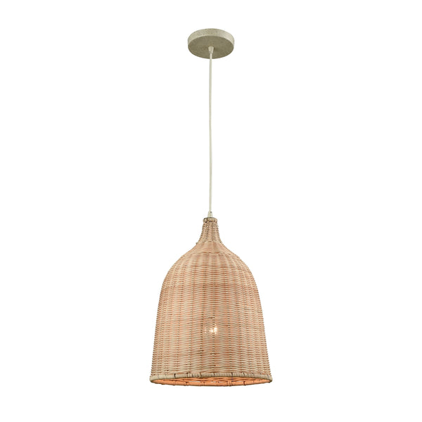 Pleasant Fields 1 Light Pendant With Russet Beige Hardware And Natural Wicker Shade - Includes Recessed Lighting Kit