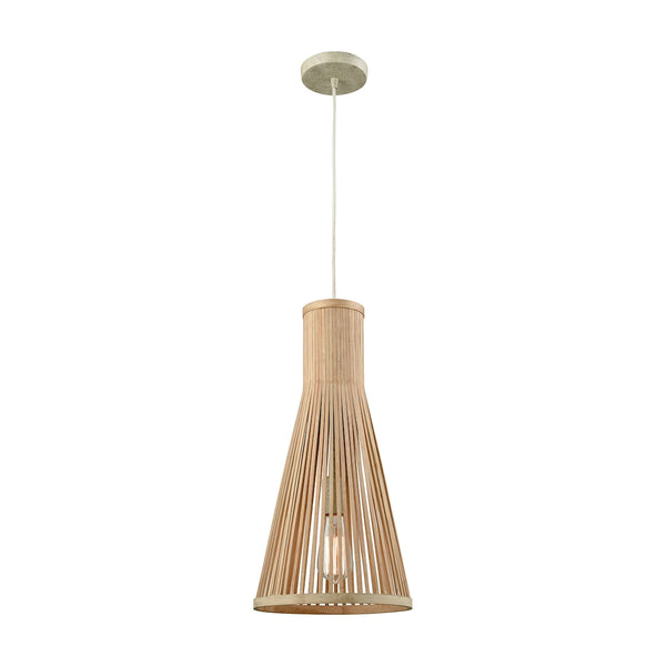 Pleasant Fields 1 Light Pendant With Russet Beige Hardware And Natural Wicker Shade - Includes Recessed Lighting Kit