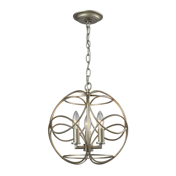 Chandette 3 Light Pendant In Aged Silver